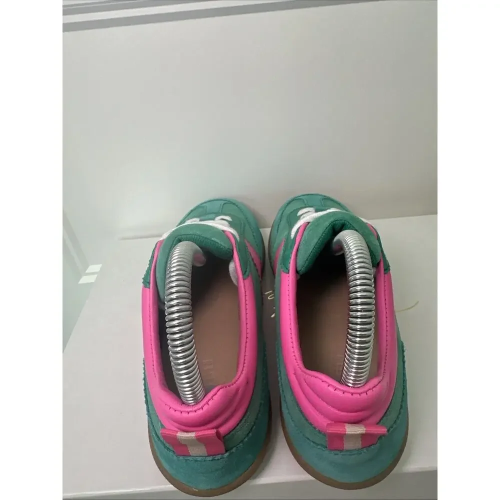 Boden Women's Erin Retro Tennis Sneakers Green Pink Color Block Size 38 US 7